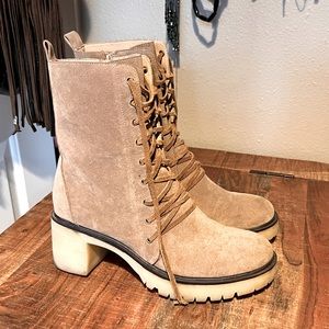 Lace-Up Suede Boots